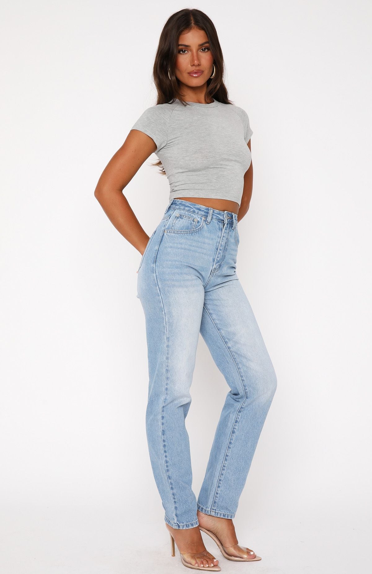 Premium Vintage Mid Blue High Rise Straight Leg Jeans - Ultimate Wardrobe Essential