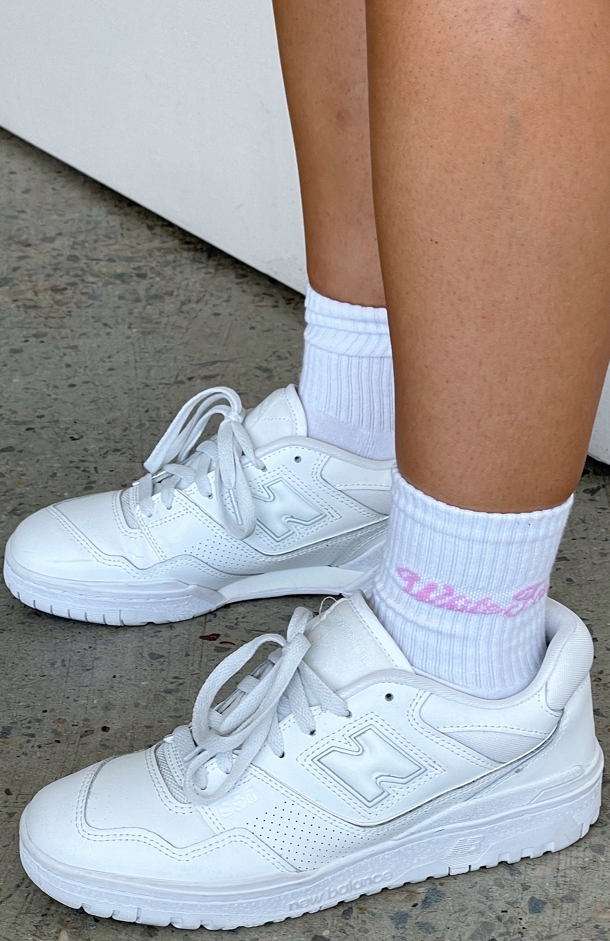 Premium Season 7 Crew Socks - White/Pink