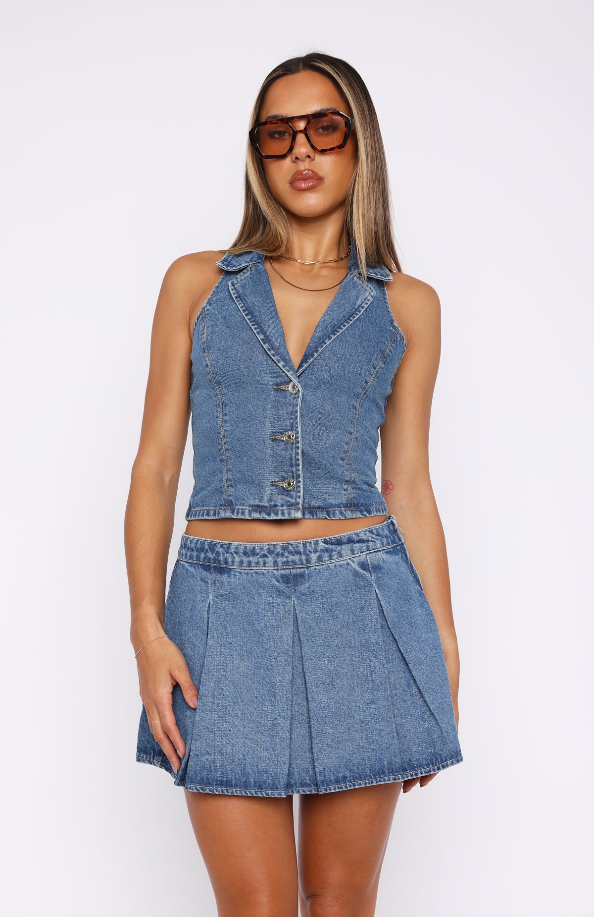 Ultimate Midnight Whispers Denim Mini Skirt - Mid Blue