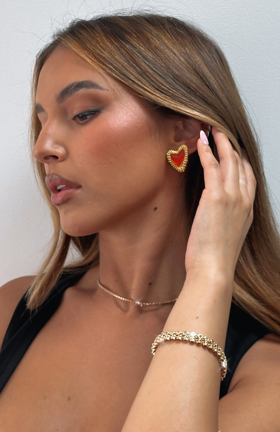 Premium Gold Ida Heart Earrings