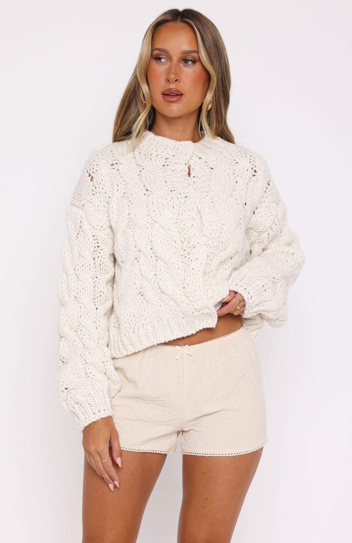 Premium Summer Bliss Linen Shorts - Cream