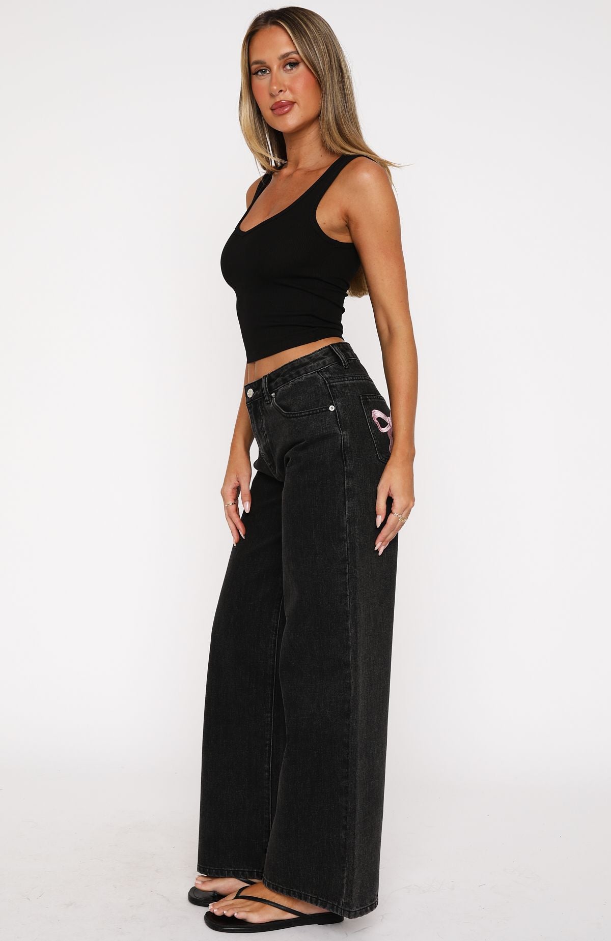 Ultimate Wide Leg Jeans - About A Girl Black Acid Wash