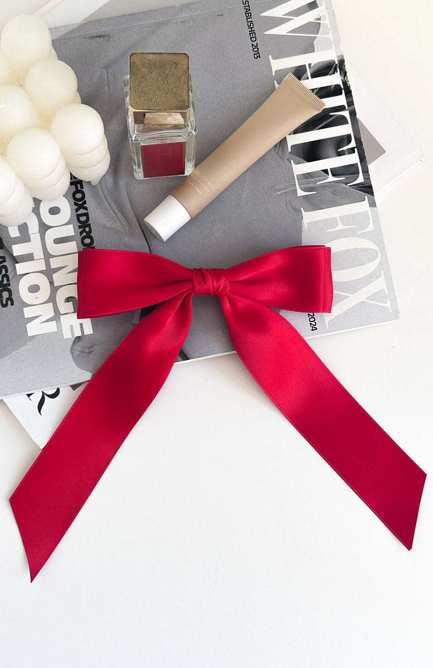 Premium Sweet Serenity Bow Hair Clip - Vibrant Red