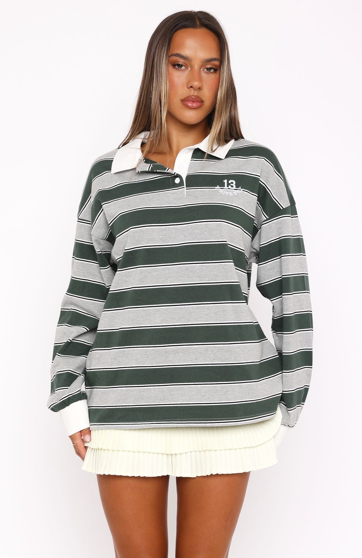 Premium Long Sleeve Rugby Shirt - Forest Green Stripe