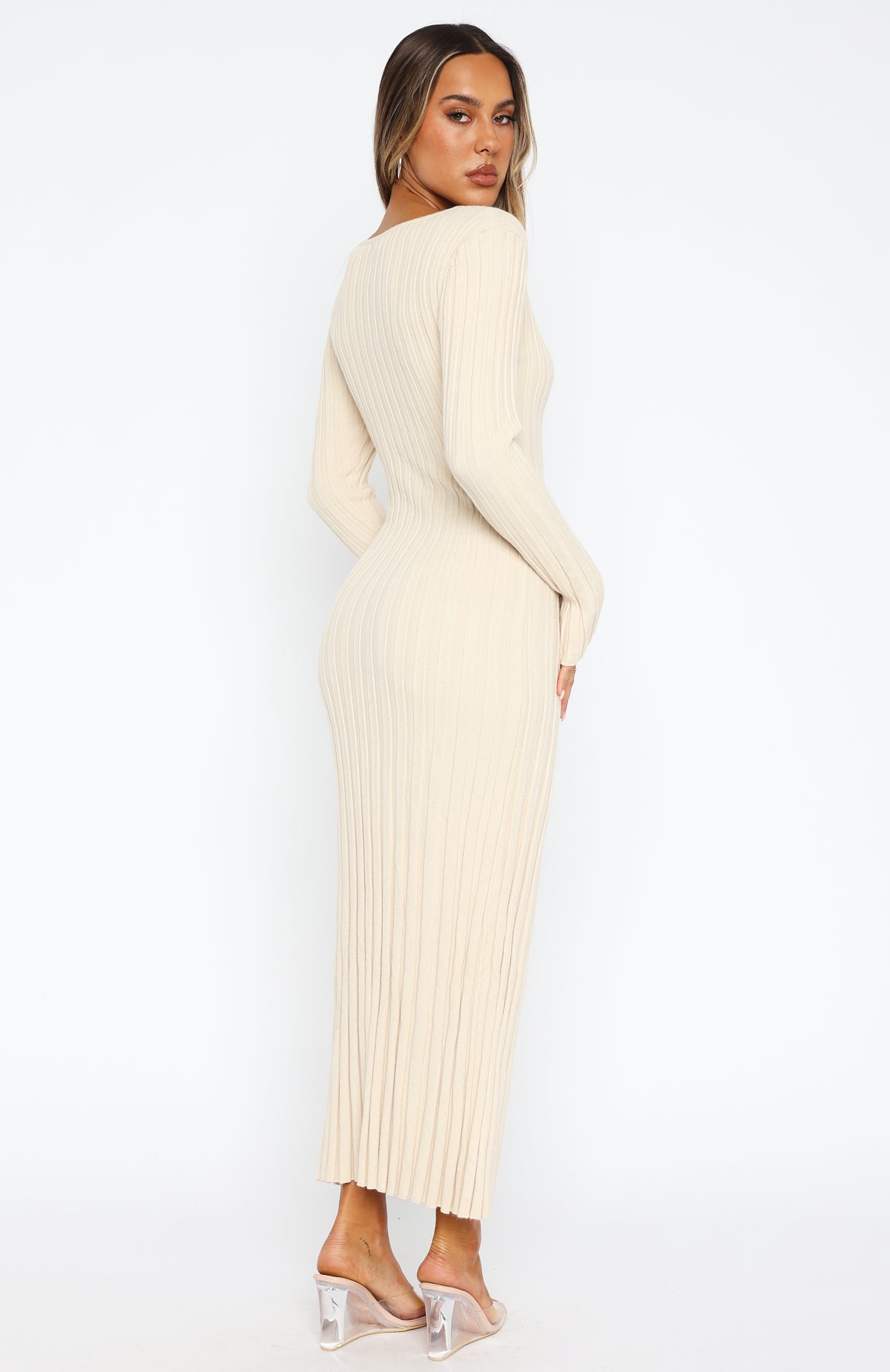 Premium Long Sleeve Maxi Dress in Oat - Ultimate Comfort & Style