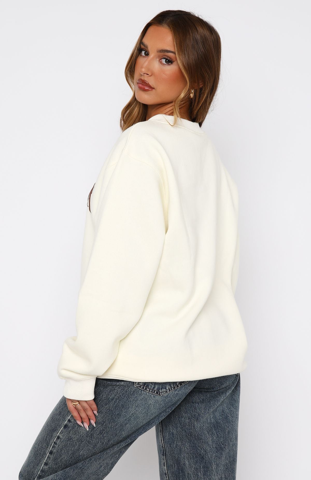 Premium Espresso Love Oversized Sweater - Off White