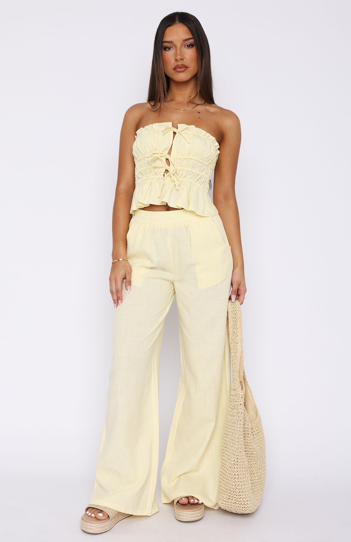 Premium Secret Society Lemon Linen Pants