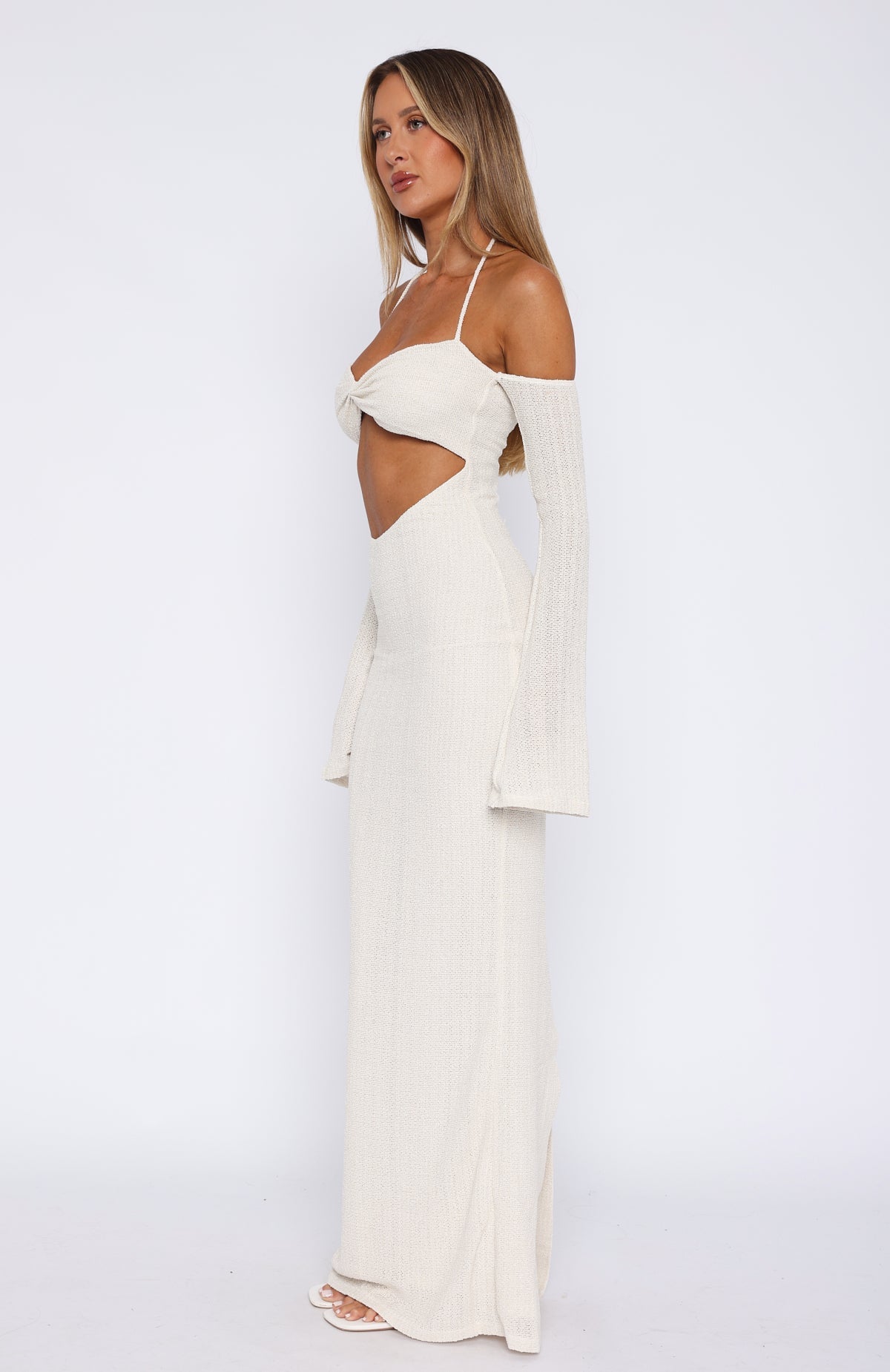 Premium To The Beach Long Sleeve Maxi Dress - Cream