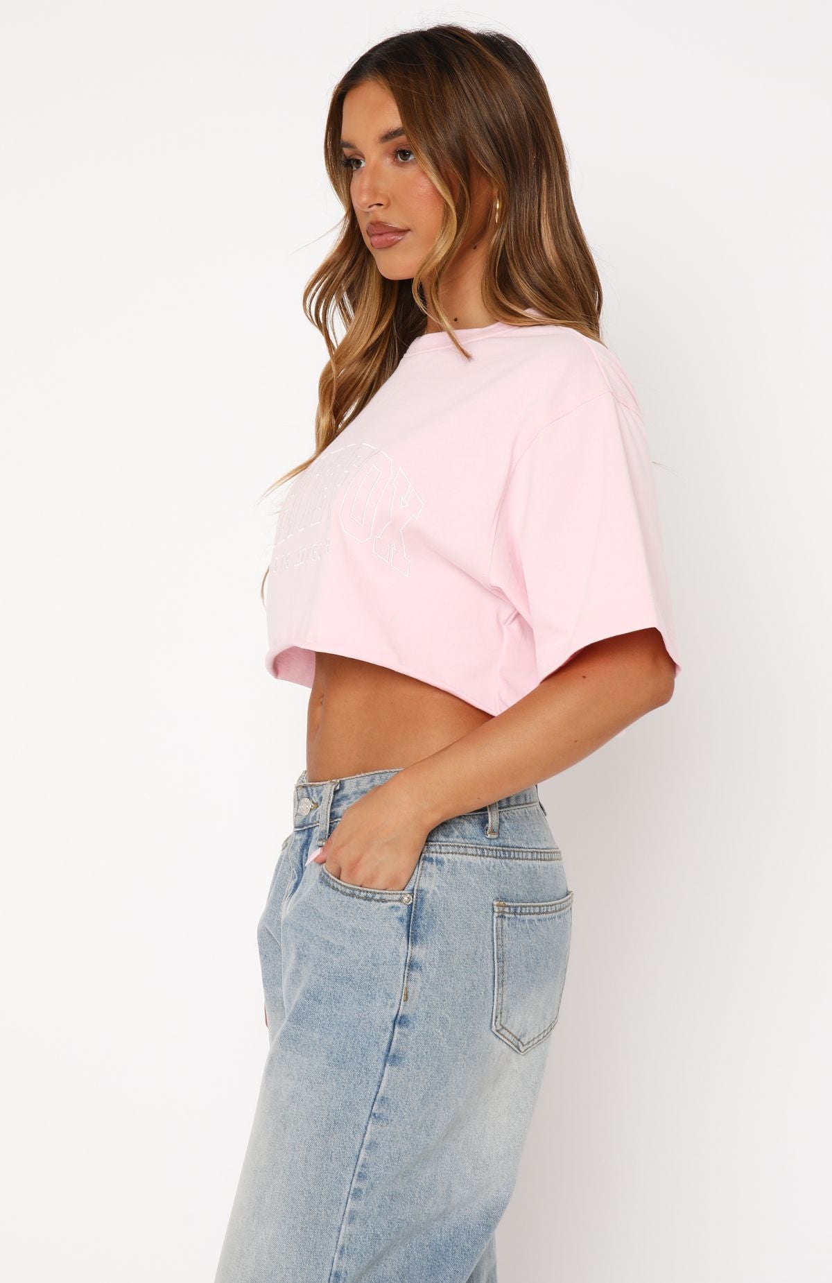 Premium Oversized Cropped Tee in Pink - Upgrade Your Style