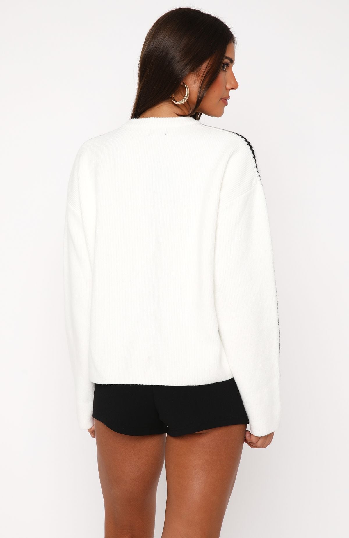 Ultimate Contrast Knit Sweater - White/Black | Cozy Winter Essential