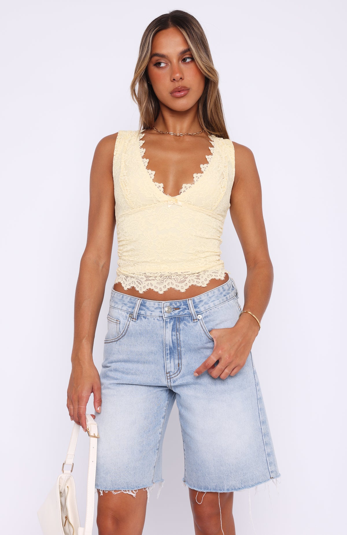 Premium Let's Just Talk Lace Top in Butter - Ultimate Feminine Style