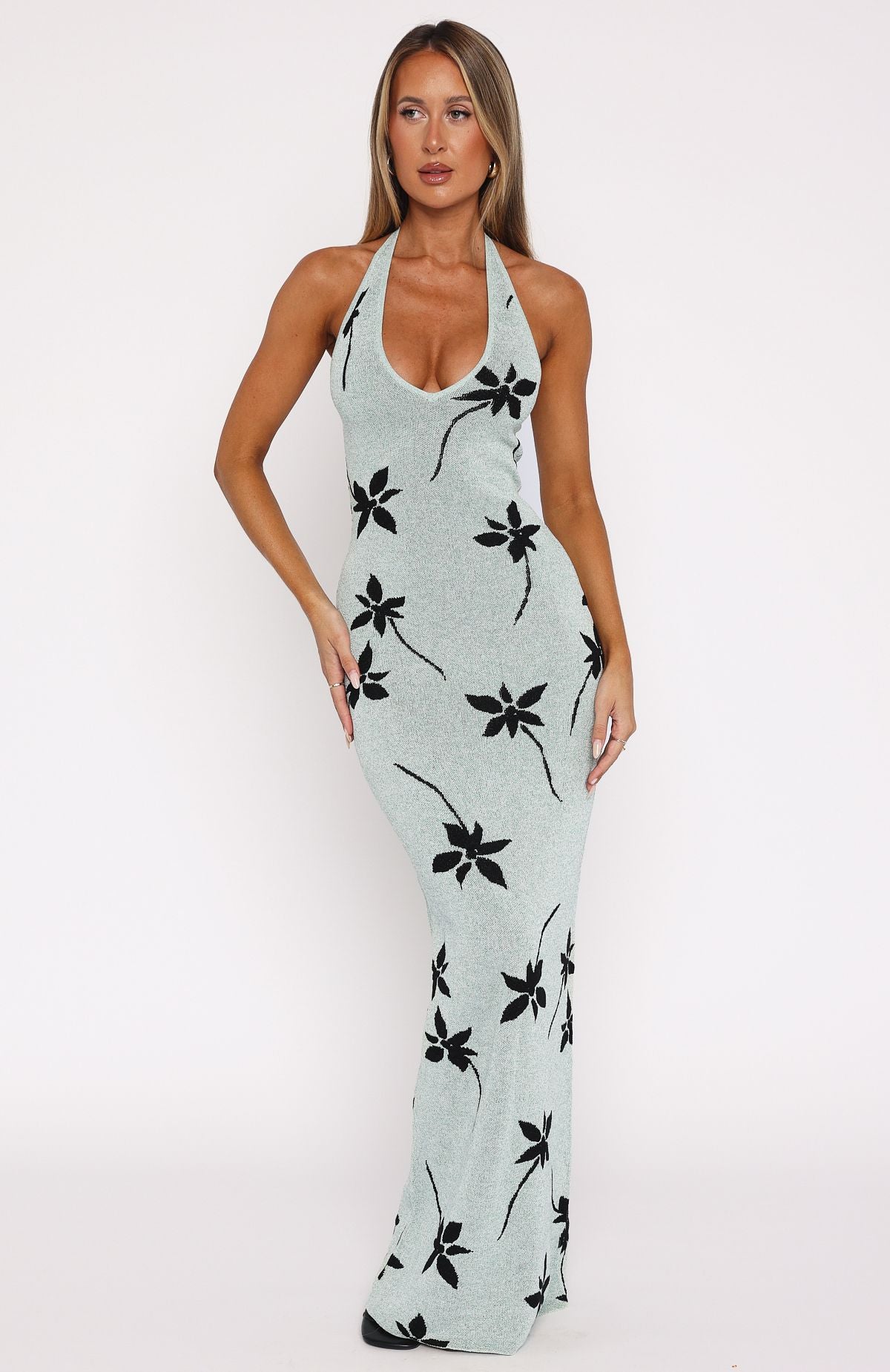 Premium Chasing Heaven Knit Maxi Dress in Mint