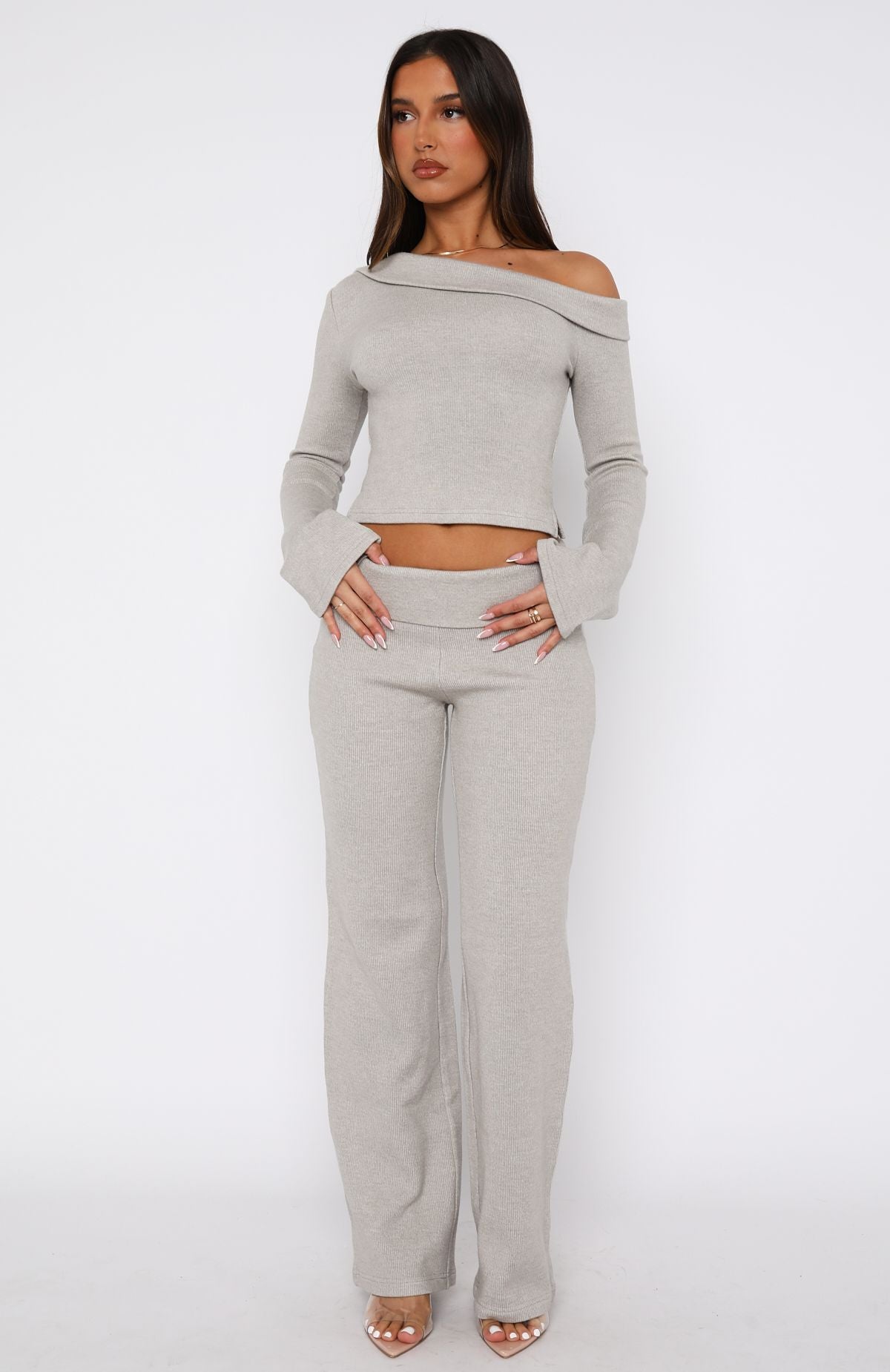 Premium So Little Time Long Sleeve Top - Grey Marle