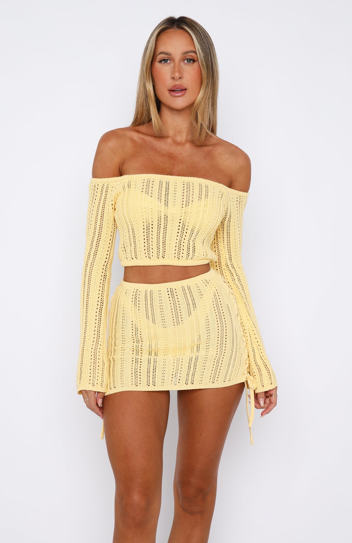 Ultimate Lemon Crochet Off-Shoulder Top