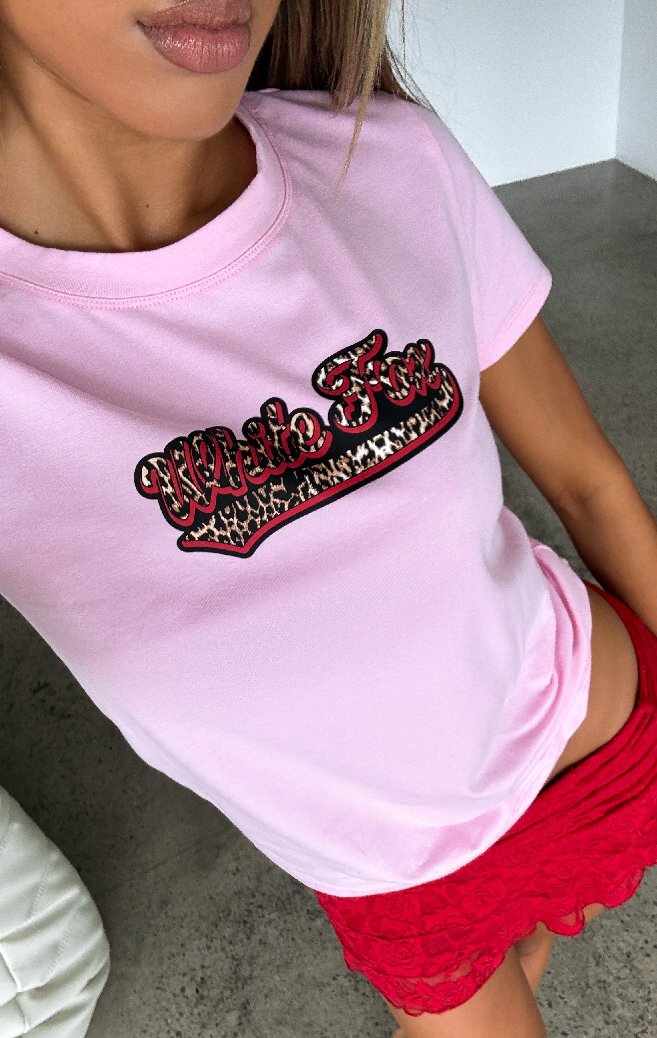 Premium Y2K Relaxed Baby Tee - Soft Pink