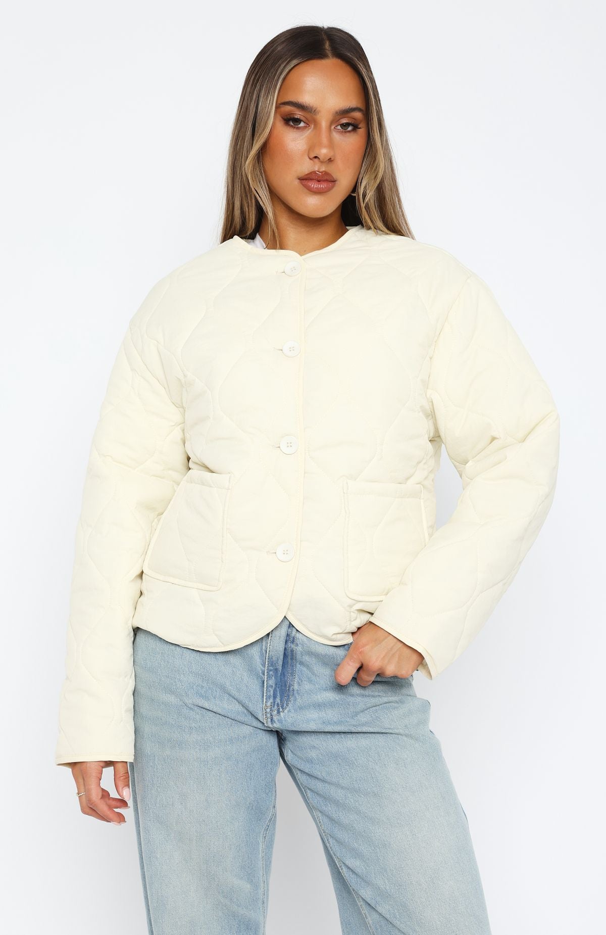 Premium Quilted Jacket - Cream | Ultimate Winter Style