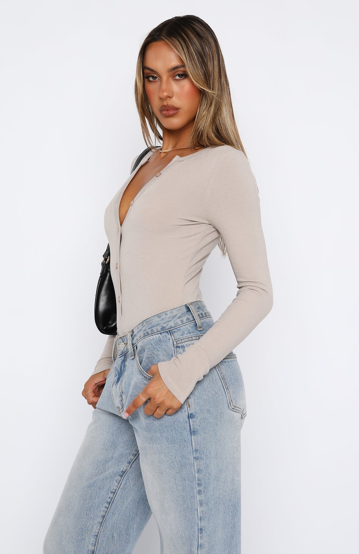 Premium Never Be Tamed Long Sleeve Bodysuit - Nude