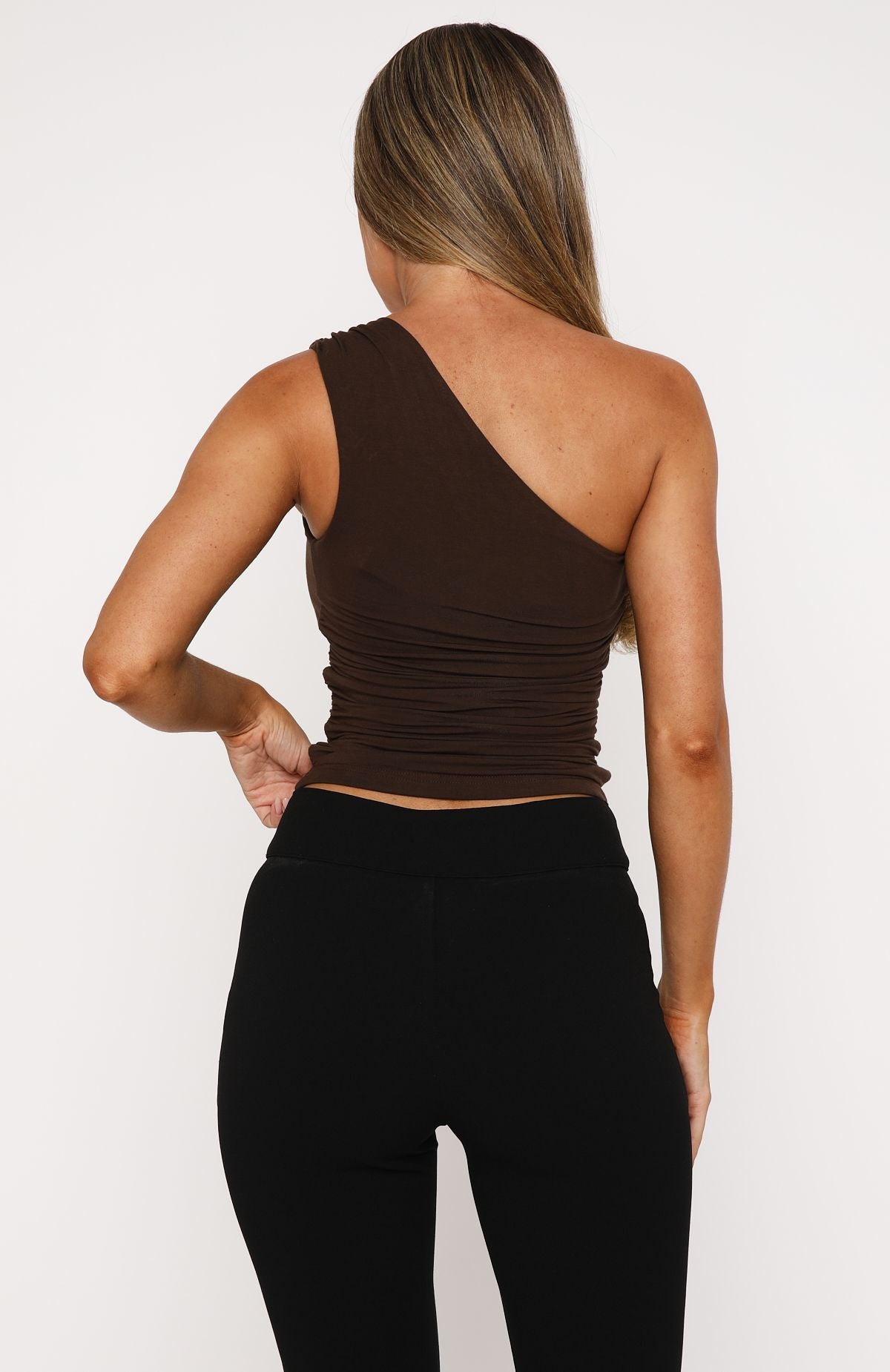 Premium One Shoulder Beach Top - Chocolate