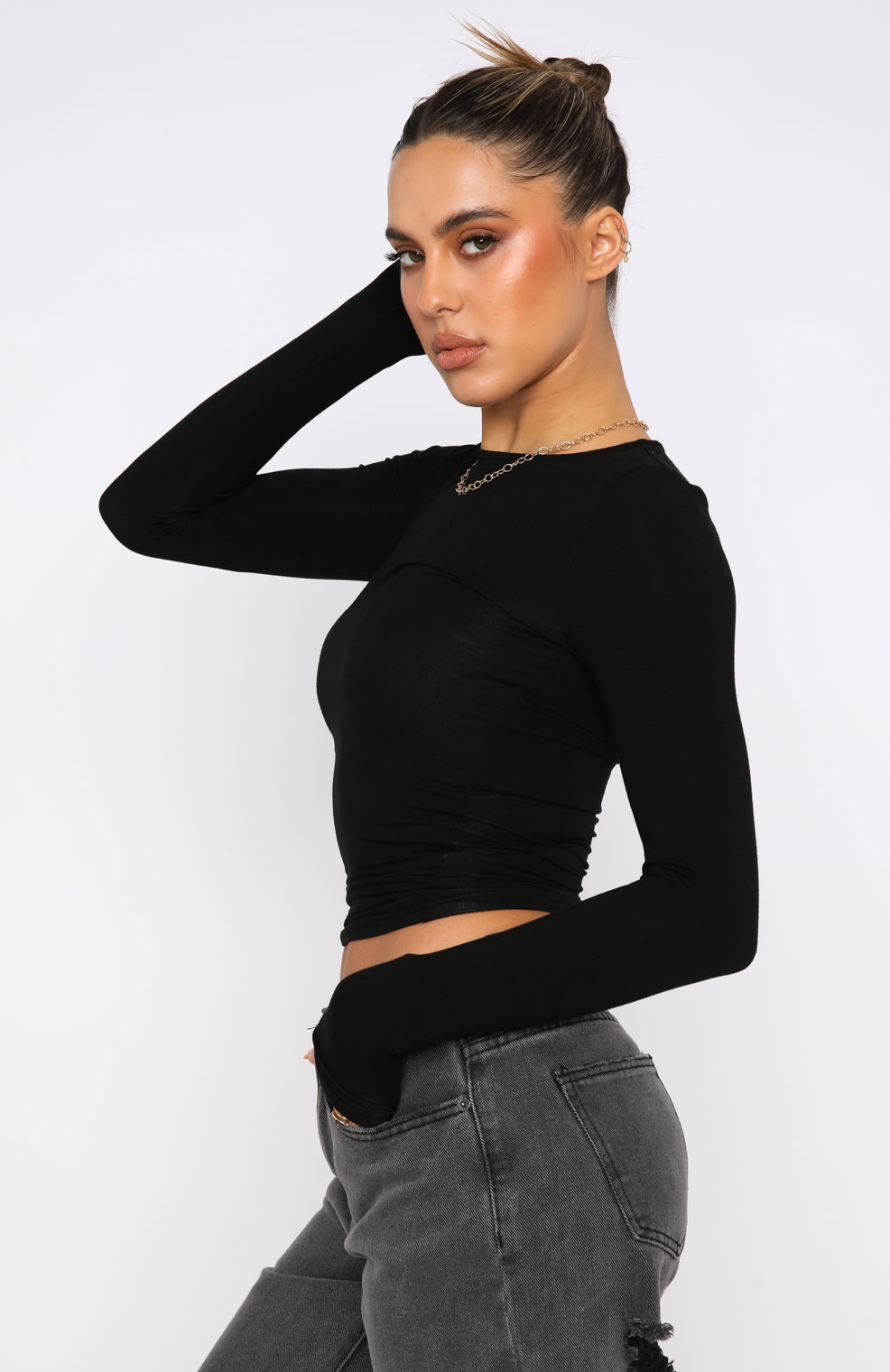Premium Long Sleeve Jersey Top - Black