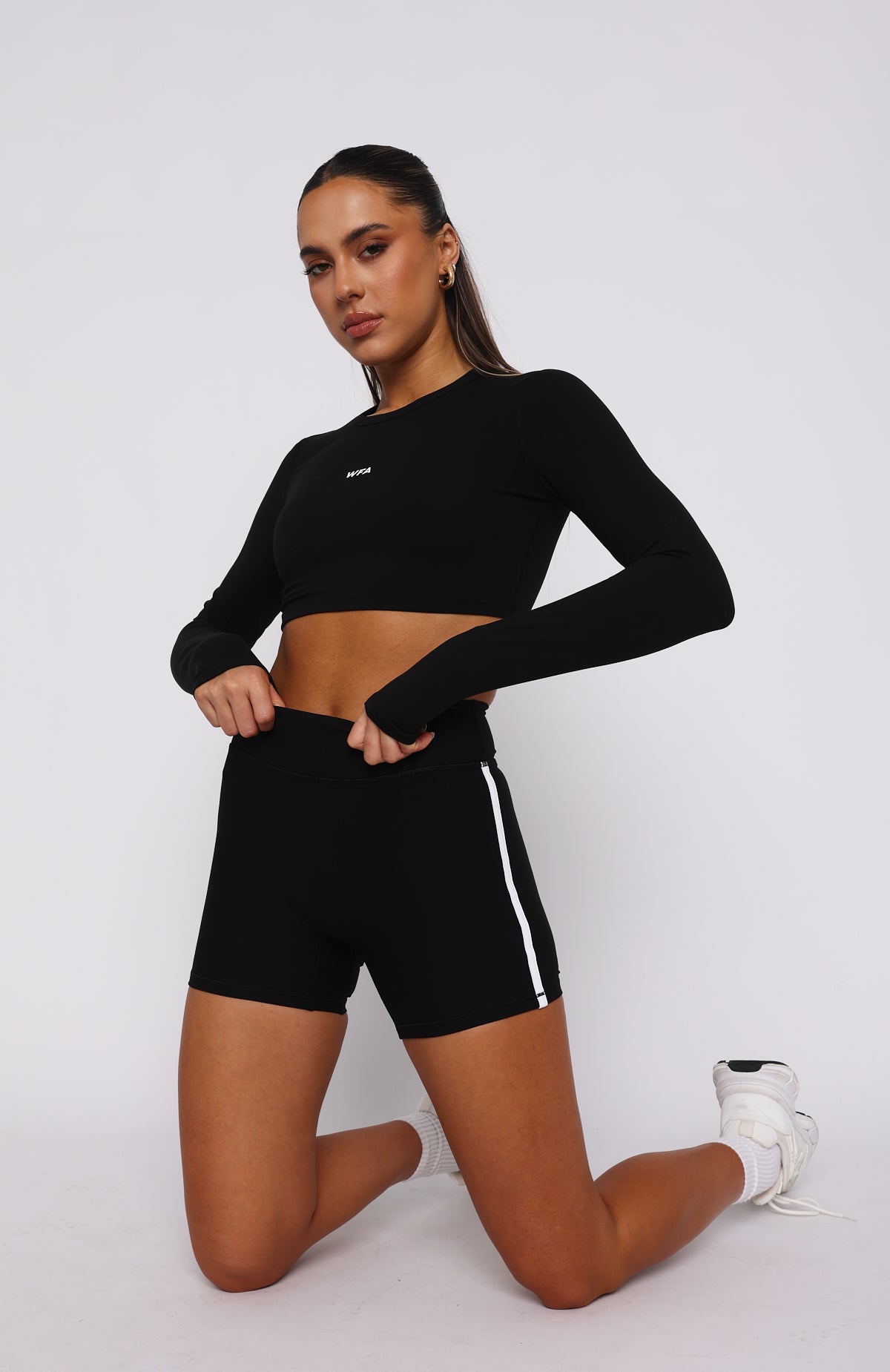 Premium High Waisted Gym Shorts - Black/White | Ultimate Comfort & Style