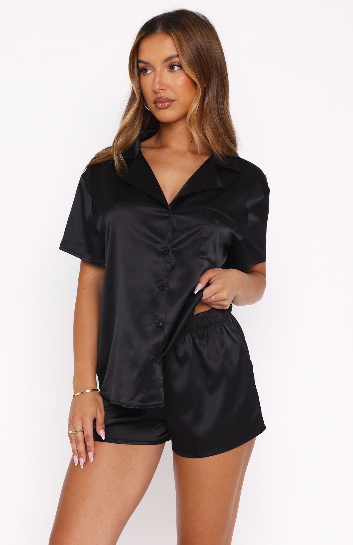 Ultimate Dreamscape Satin Pyjama Set - Premium Black