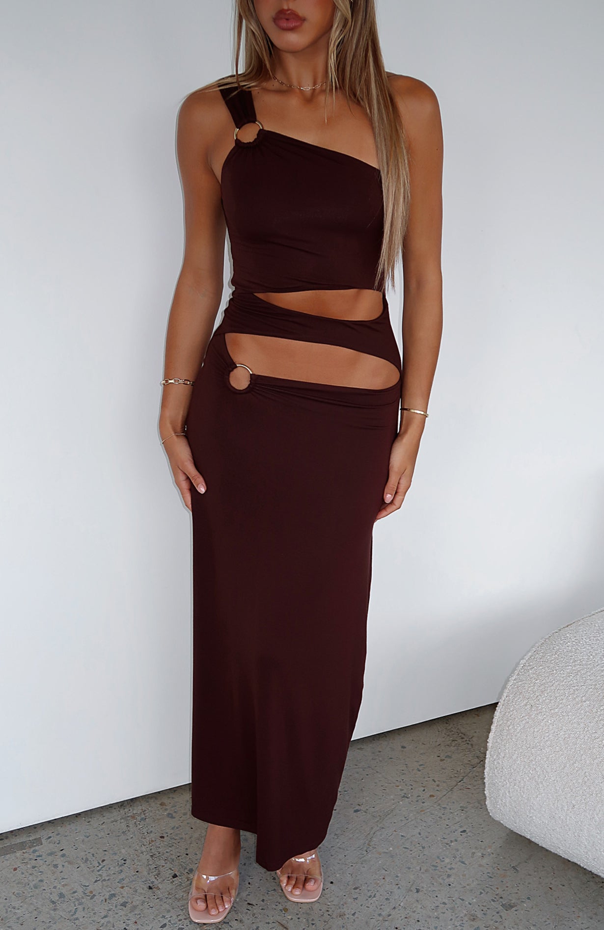 Premium Elegance Maxi Dress in Chocolate