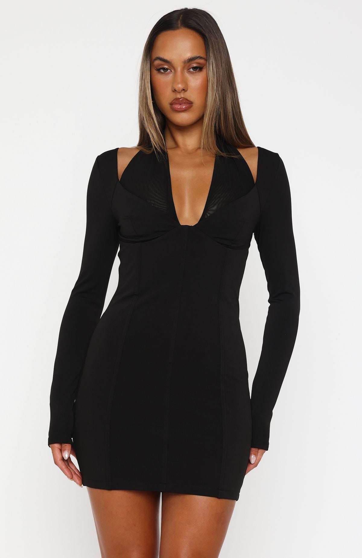 Ultimate Glamour: Future Broken Heart Long Sleeve Mini Dress - Black