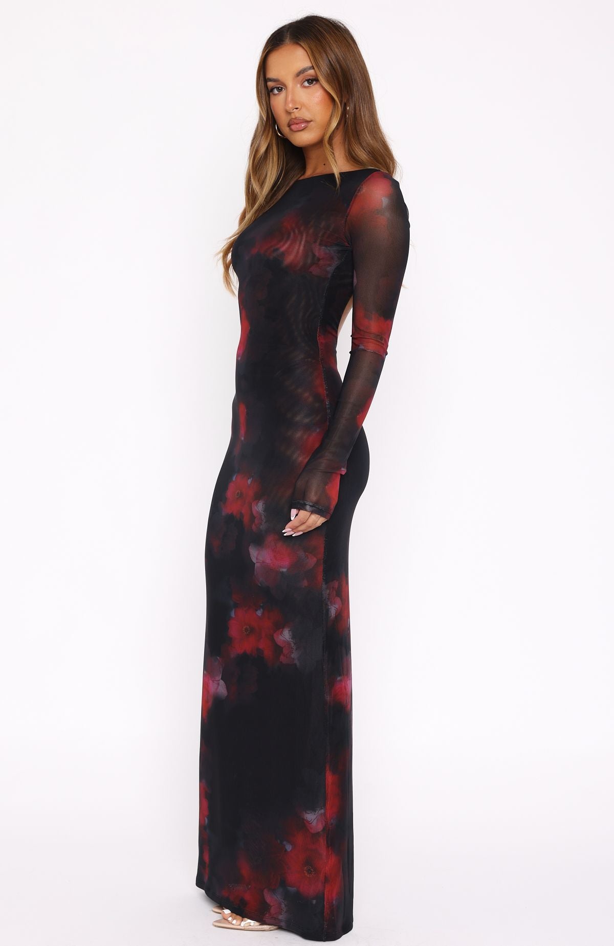 Ultimate Noir Kisses Long Sleeve Maxi Dress