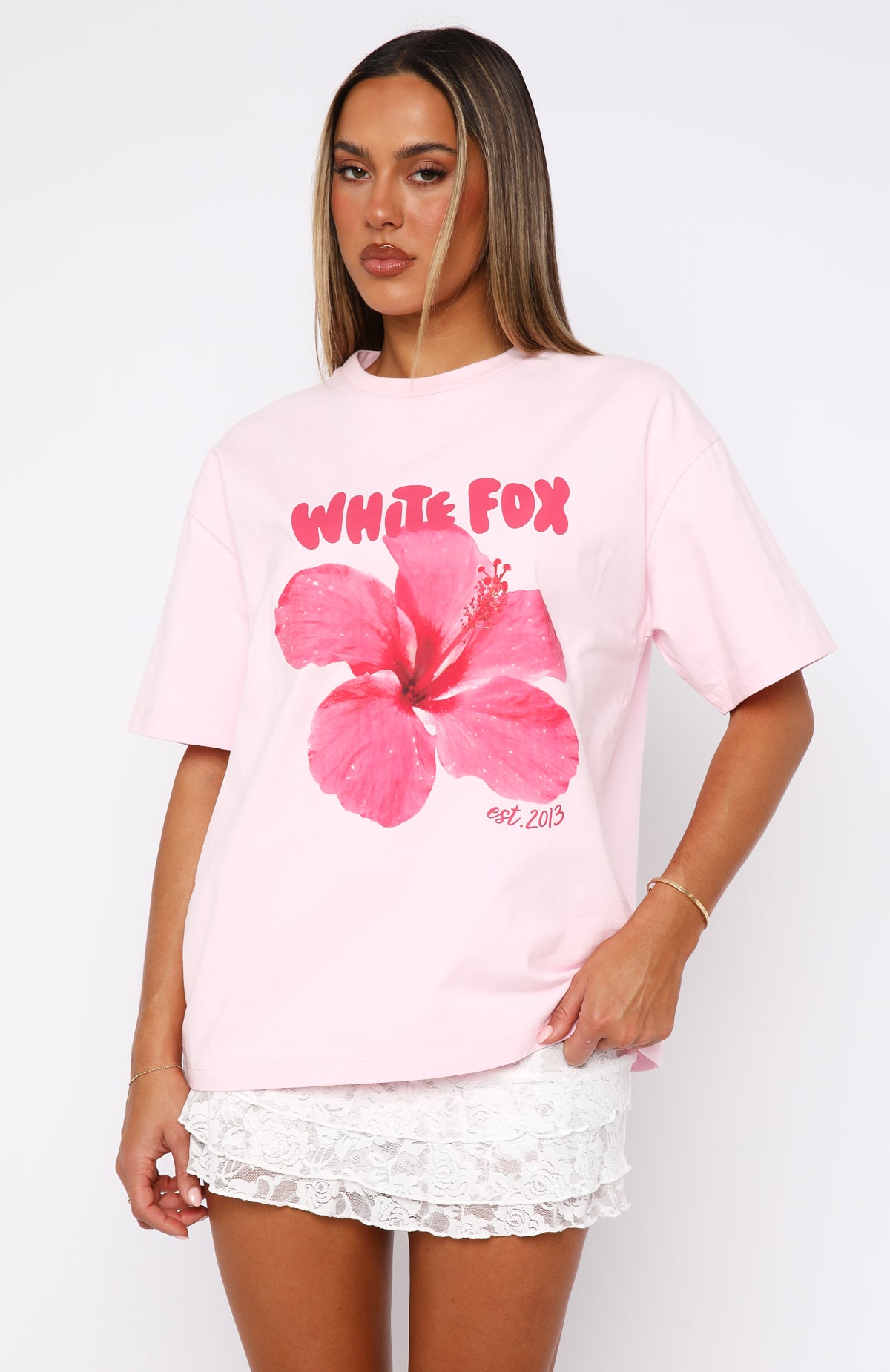 Premium Oversized Tee: With Love & Romance Baby Pink