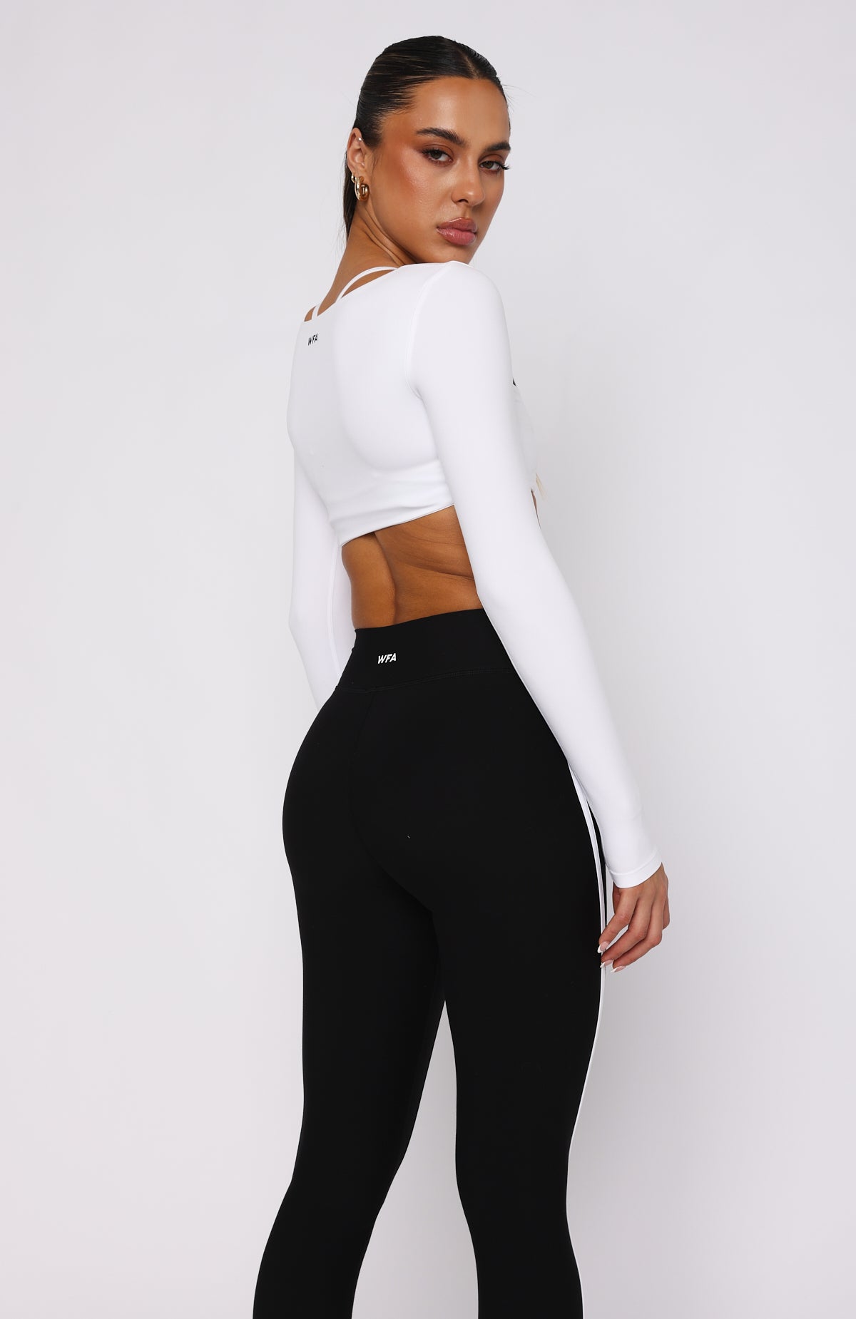 Premium Thriving Long Sleeve Crop Top - White