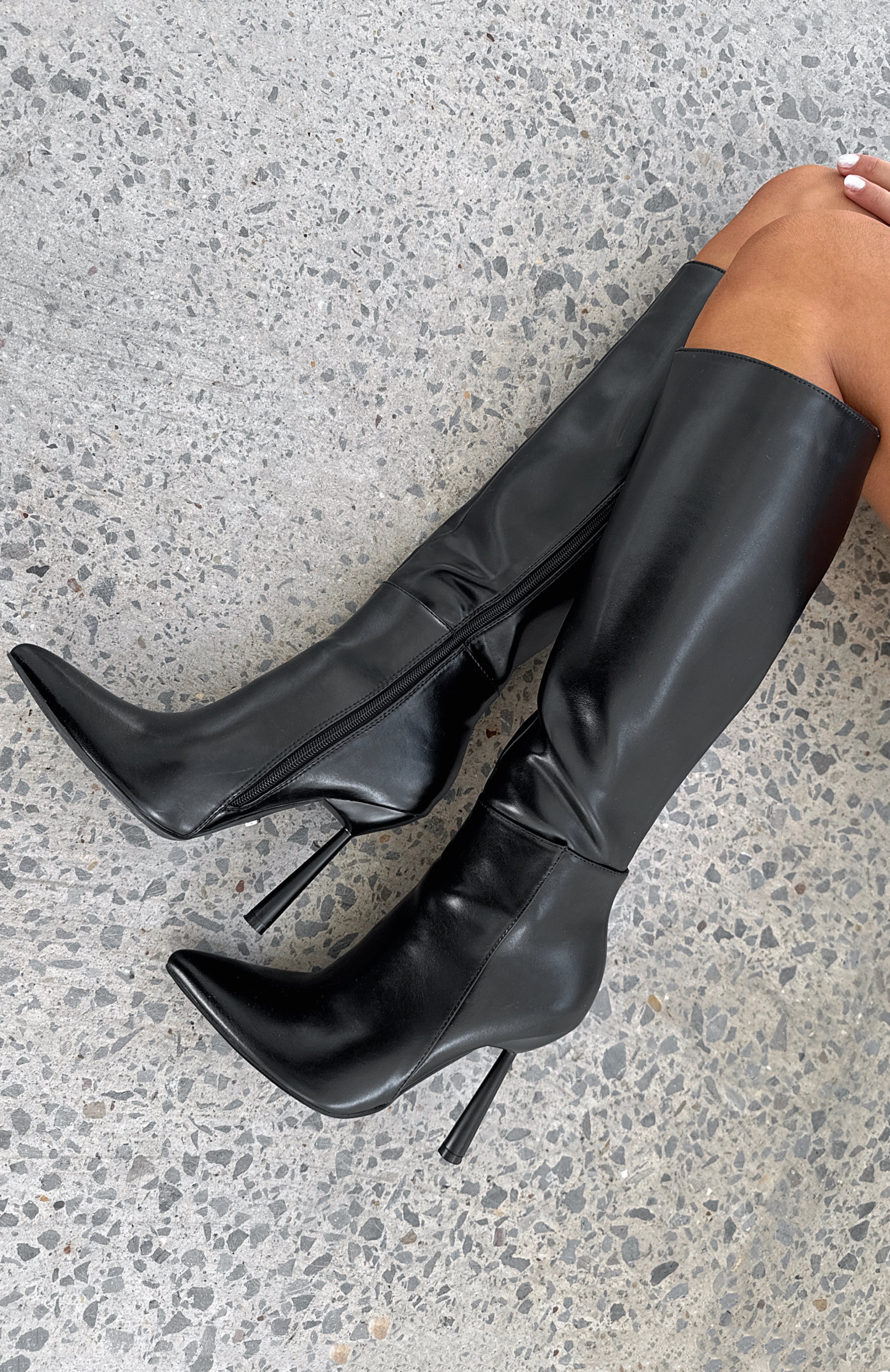 Amelia Premium Knee High Boots - Ultimate Black Smooth