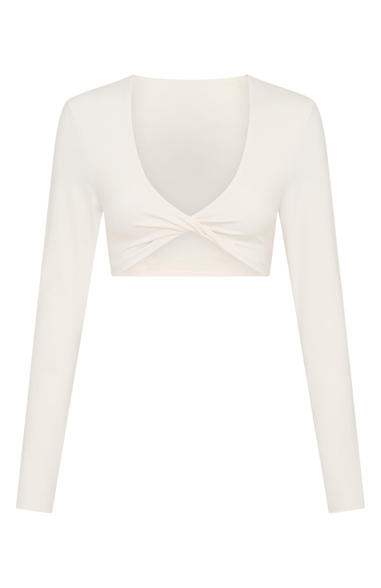 Premium Over The Line Long Sleeve Crop Top - Cream