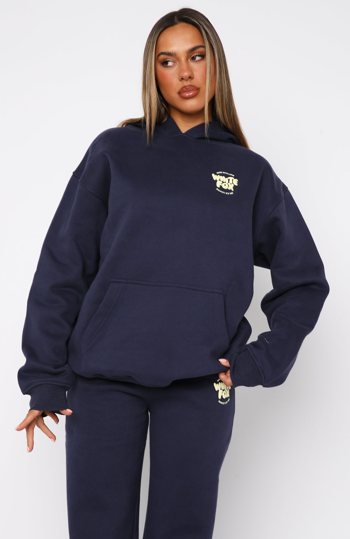 Premium With Love For You Oversized Hoodie - Navy