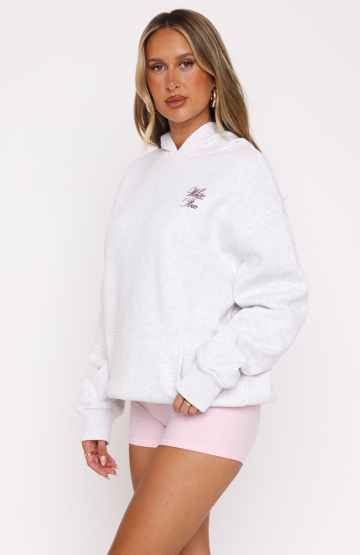 Premium Meet At Sunrise Oversized Hoodie - Grey Marle