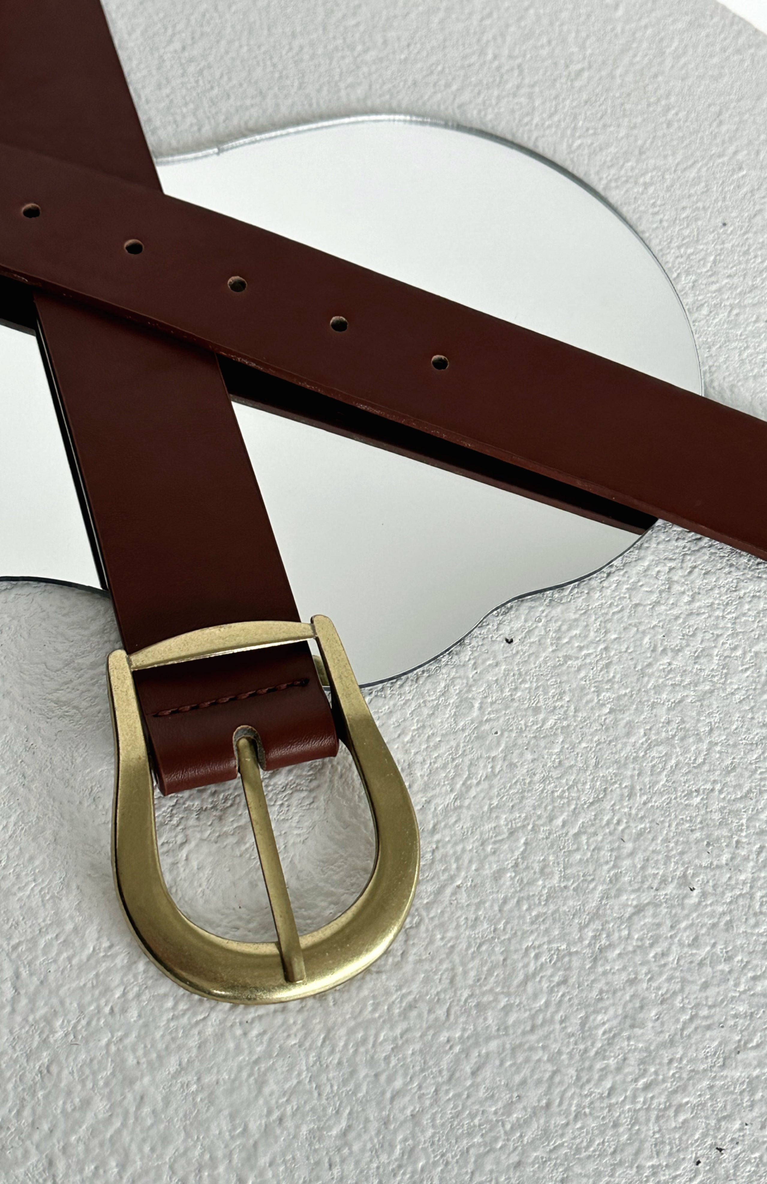 Premium Austin Leather Belt - Brown/Gold