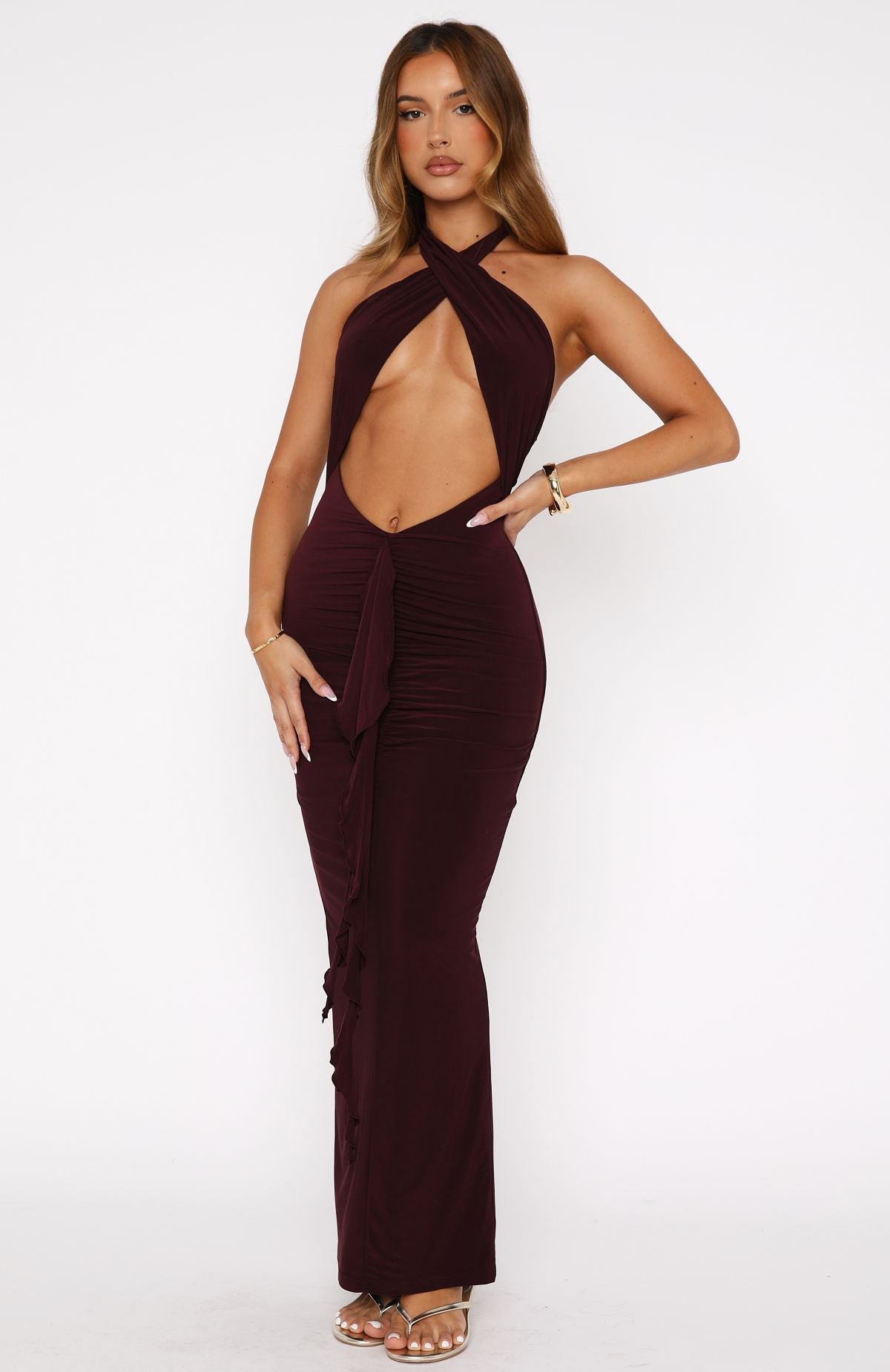 Premium Soul Ties Maxi Dress - Plum Elegance