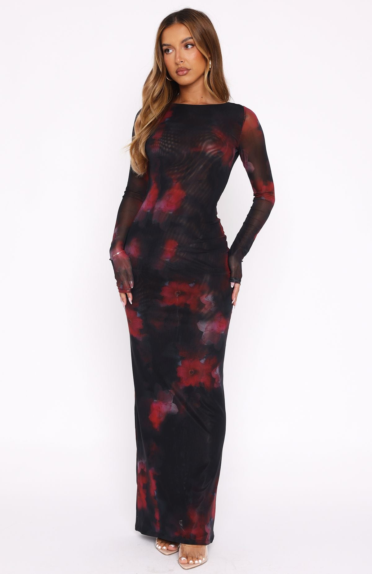 Ultimate Noir Kisses Long Sleeve Maxi Dress