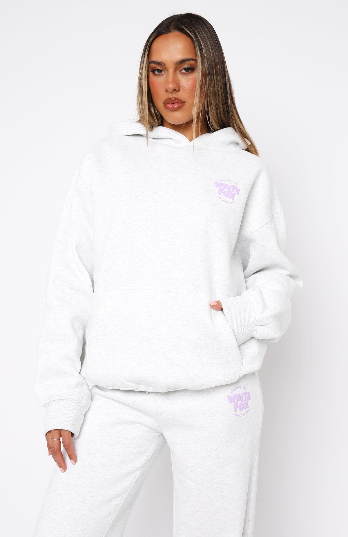 Premium With Love For You Oversized Hoodie - Grey Marle