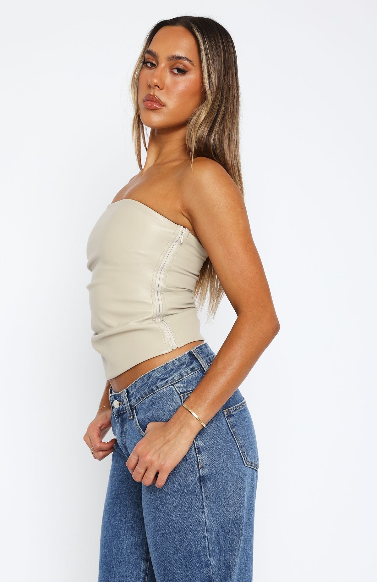 Ultimate Comfort Strapless PU Bustier in Taupe