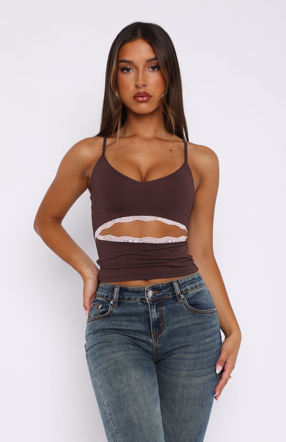 Premium Lace Trim Never Know Top