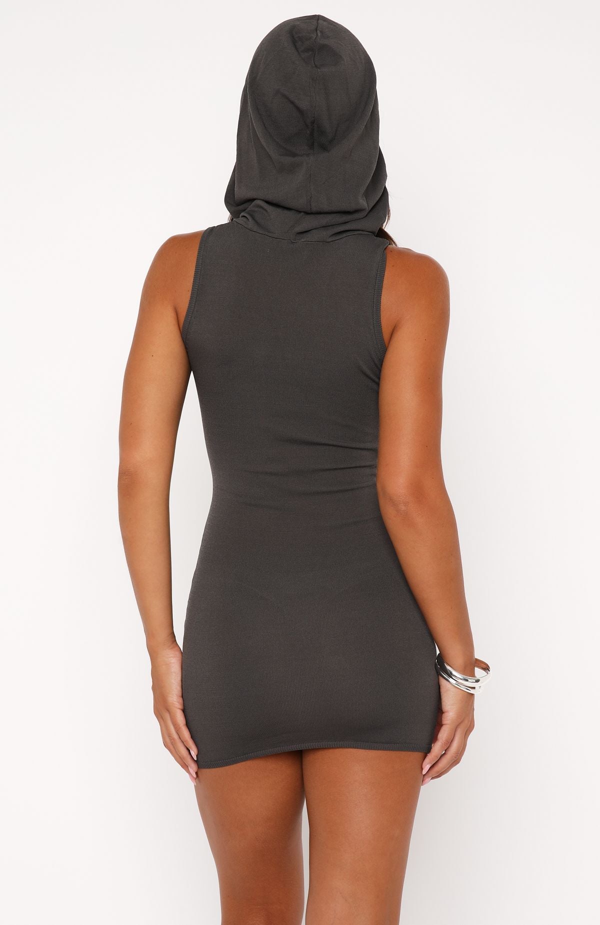 Ultimate Hooded Knit Mini Dress - Charcoal