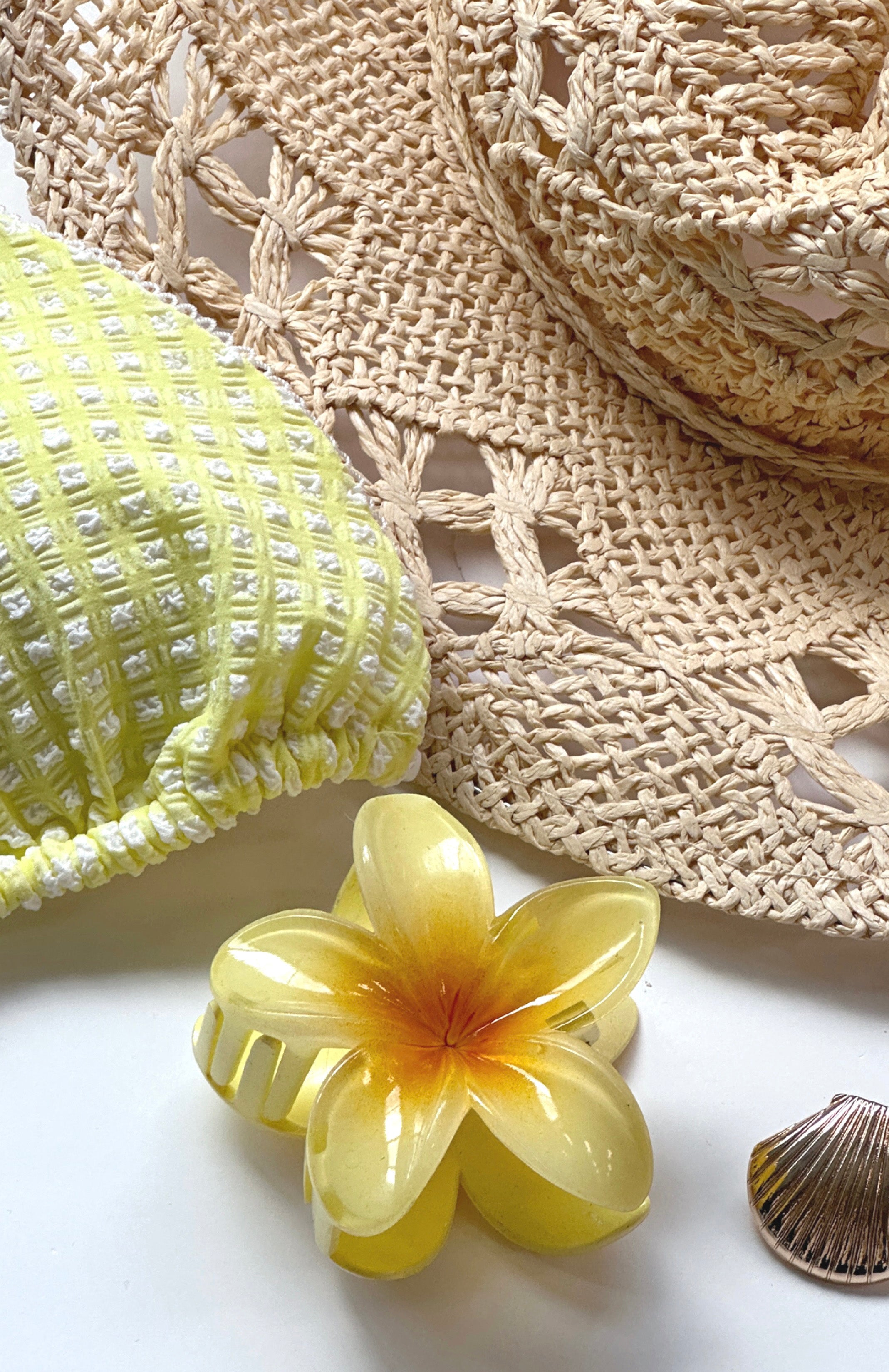 Premium Floral Charm Hair Clip - Sunny Yellow
