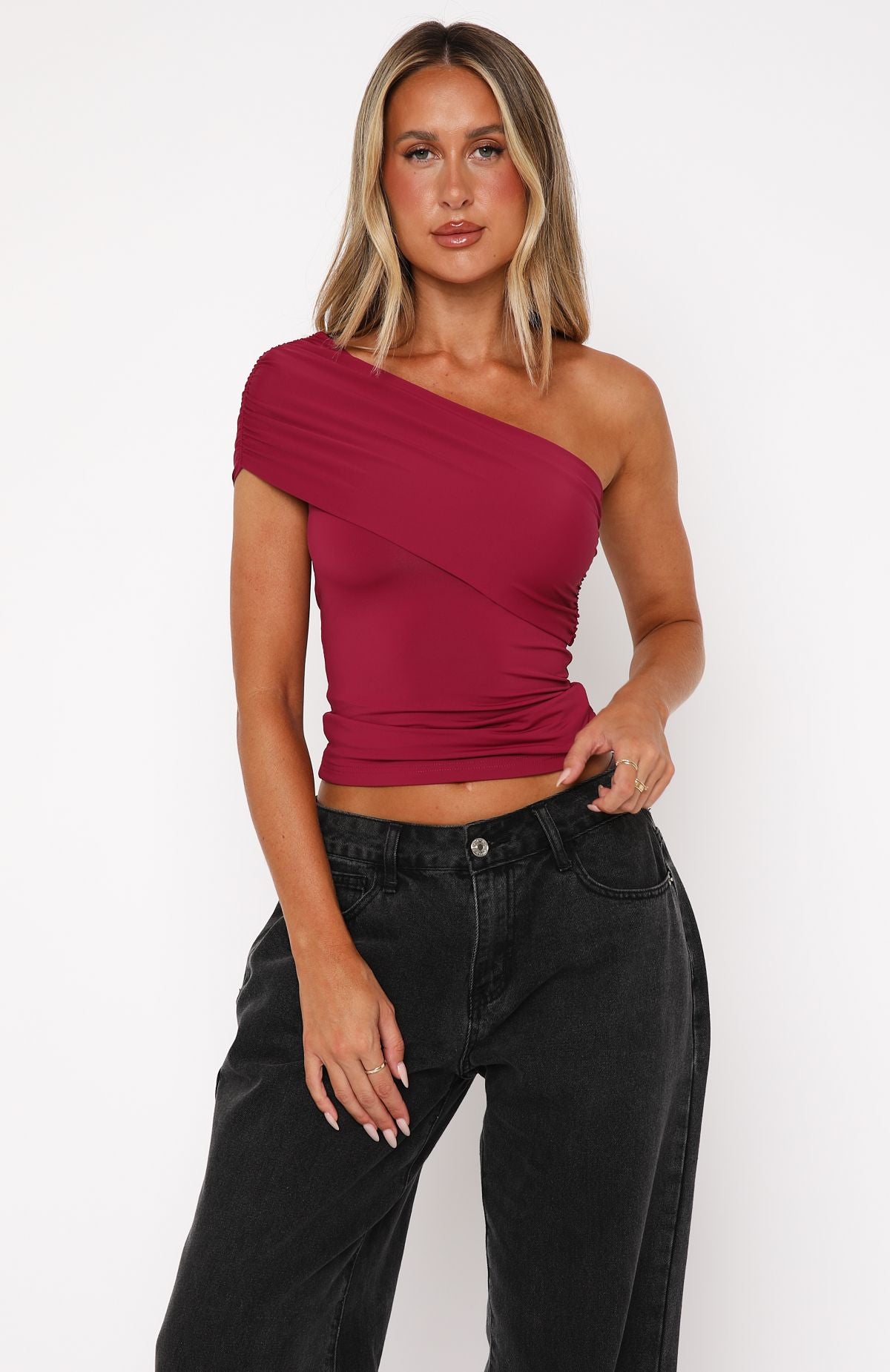 Premium One Shoulder Berry Top - Ultimate Casual Wear