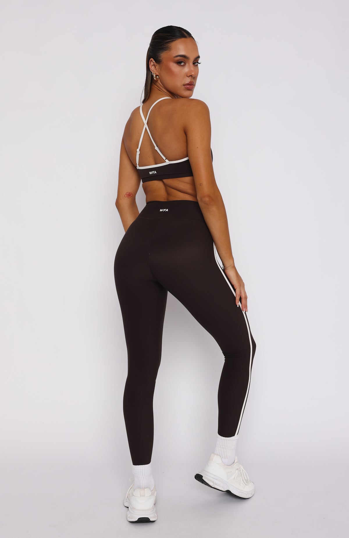 Ultimate Core Workout High Waisted Leggings - Espresso/Cream