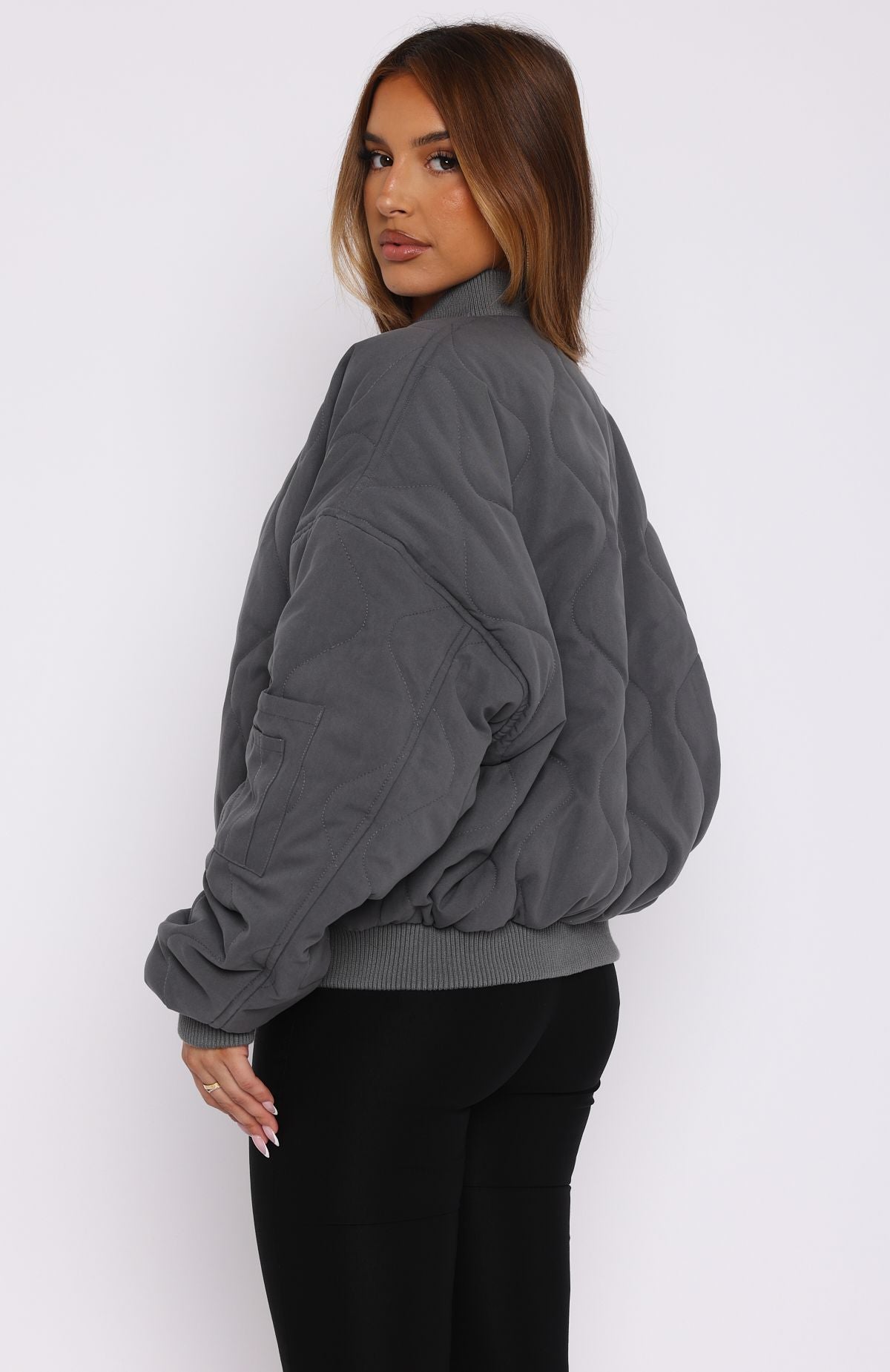 Premium Soft Love Bomber Jacket - Charcoal