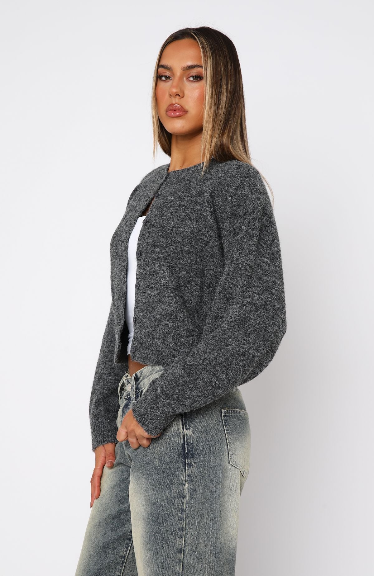 Premium Warm Whispers Knit Cardigan - Charcoal Grey