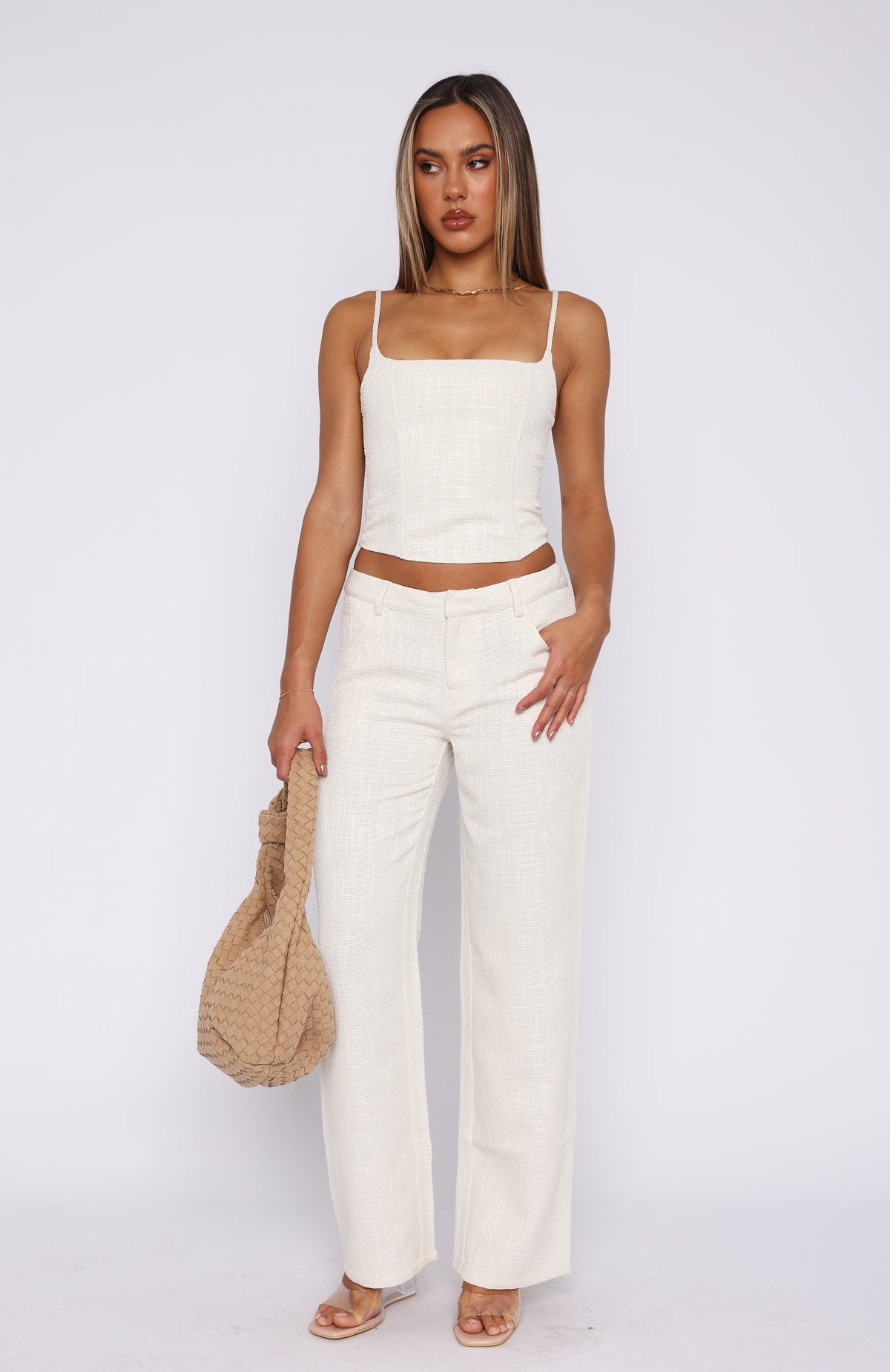 Premium Head Rush Wide-Leg Pants in Cream