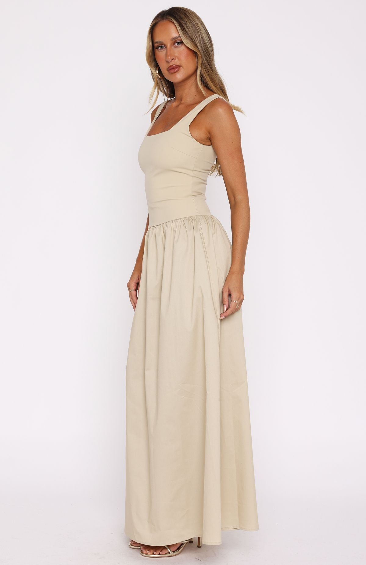 Ultimate Summer Elegance Maxi Dress in Stone