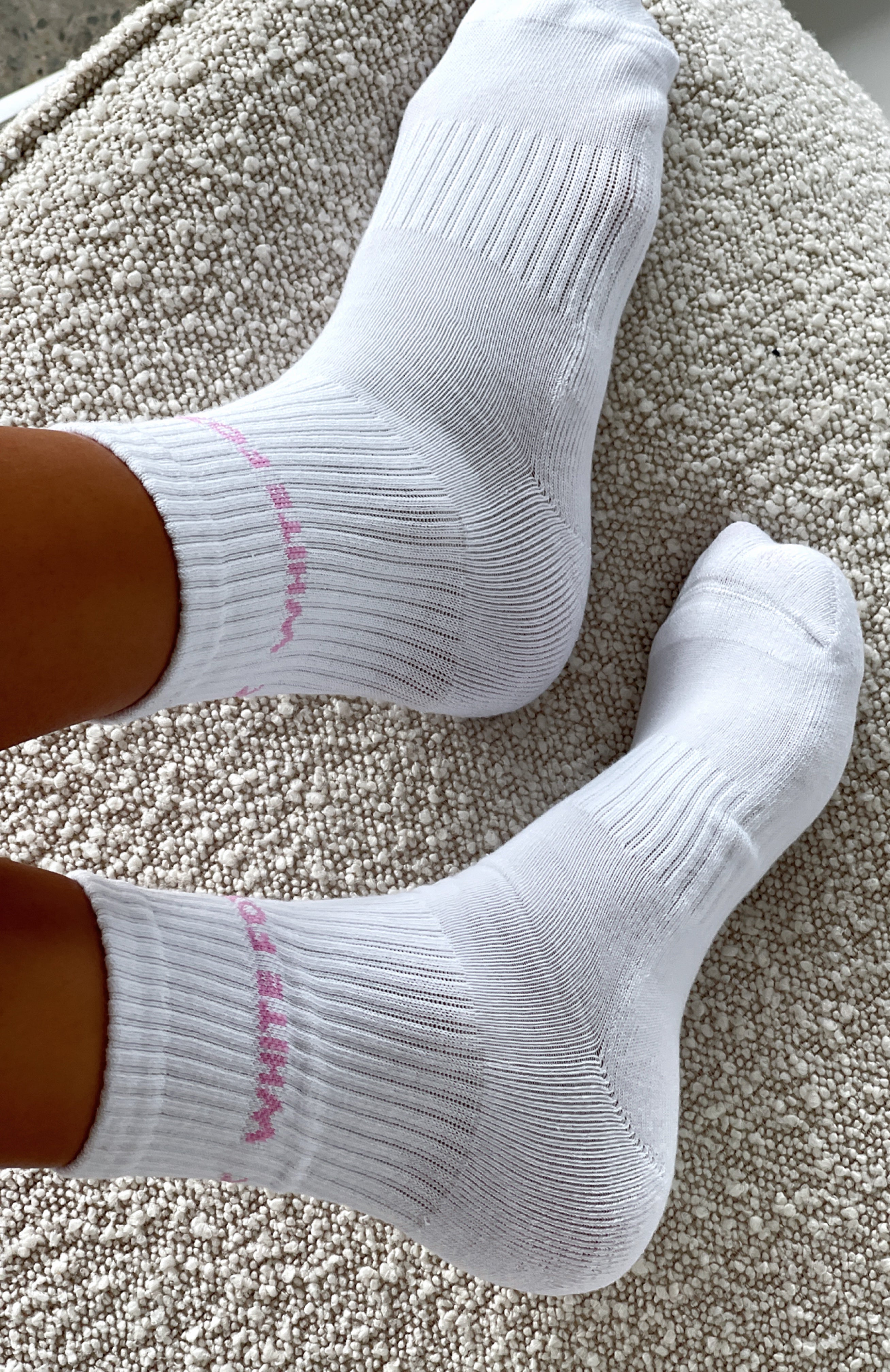 Premium All For It Socks - White & Pink