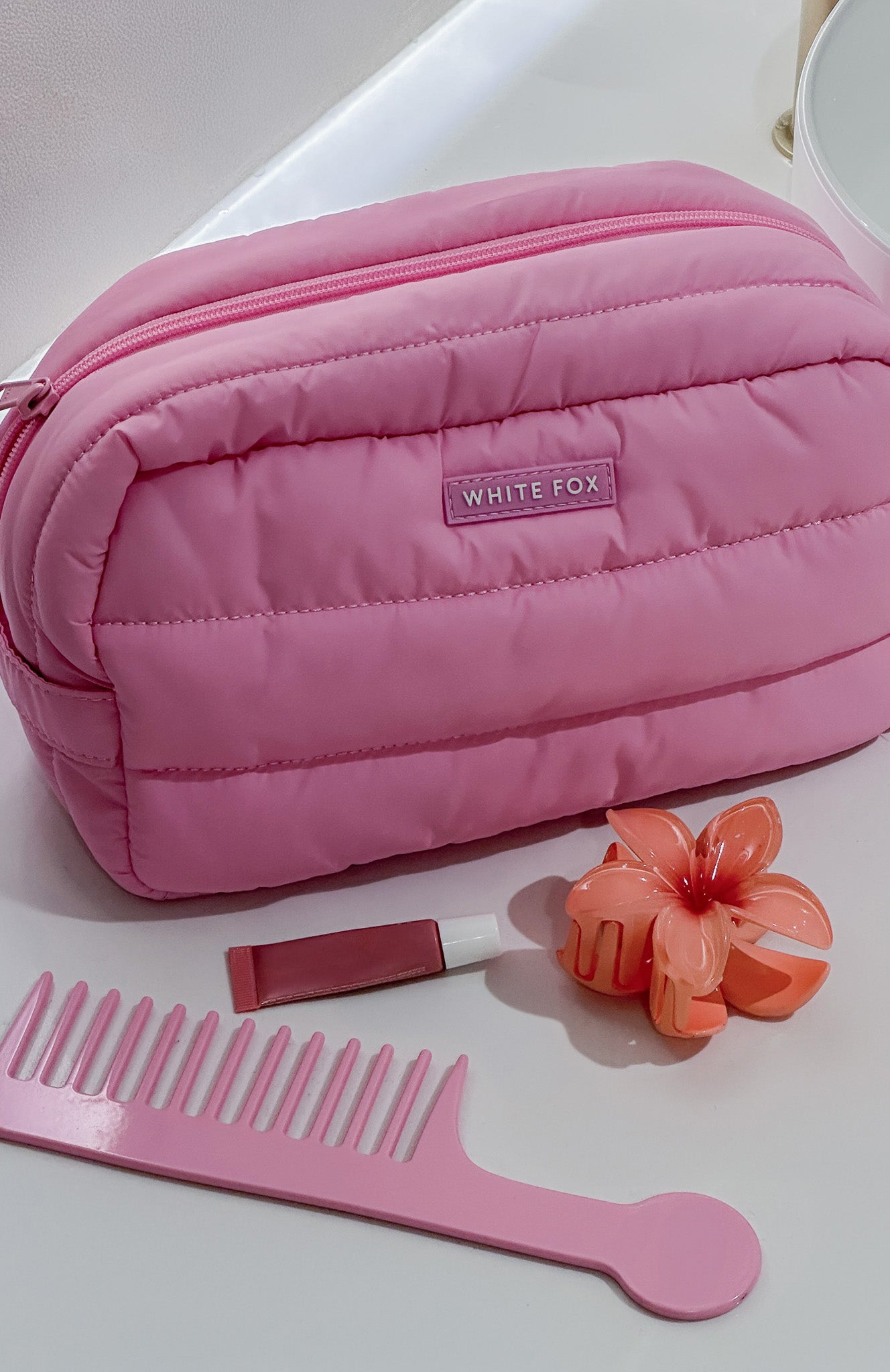Premium Take A Leap Cosmetic Bag in Baby Pink - Ultimate Organizer